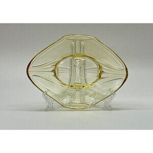 Antique 1930's LANCASTER Depression Glass Jody Pattern Yellow Bowl  7.5” Long